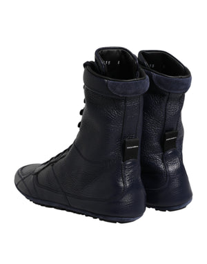 Dunkelblau Leder KING High Top Sneakers Schuhe
