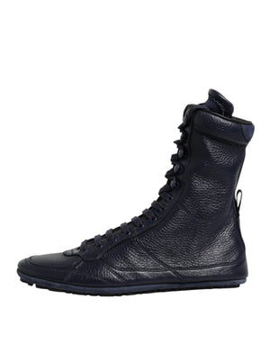 Dunkelblau Leder KING High Top Sneakers Schuhe