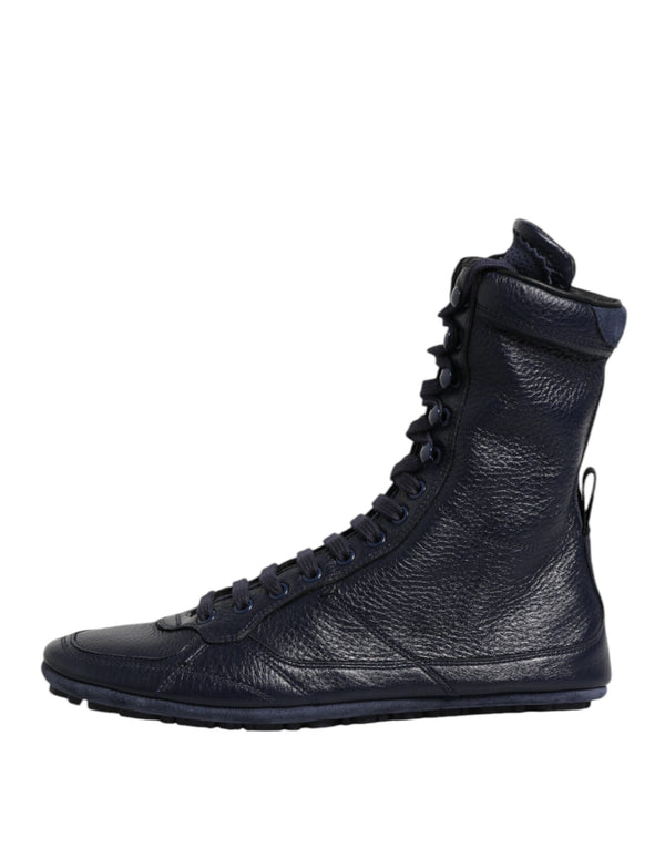 Dunkelblau Leder KING High Top Sneakers Schuhe
