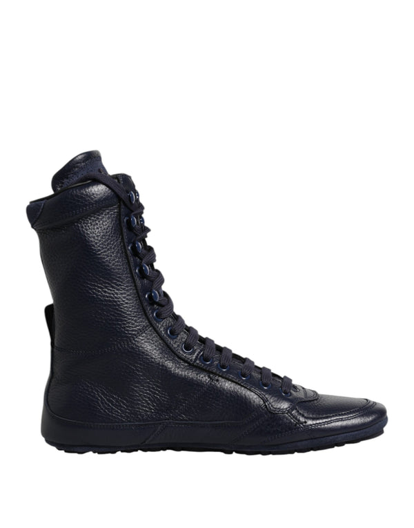 Dunkelblau Leder KING High Top Sneakers Schuhe