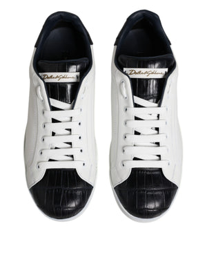 Weiß Schwarz Leder Portofino Sneaker Schuhe