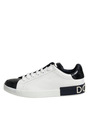 Weiß Schwarz Leder Portofino Sneaker Schuhe