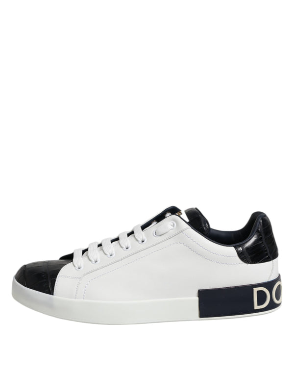 Weiß Schwarz Leder Portofino Sneaker Schuhe