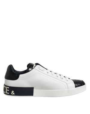 Weiß Schwarz Leder Portofino Sneaker Schuhe