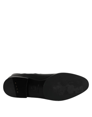 Schwarzes Leder Flats Logo Kurze Stiefel Schuhe