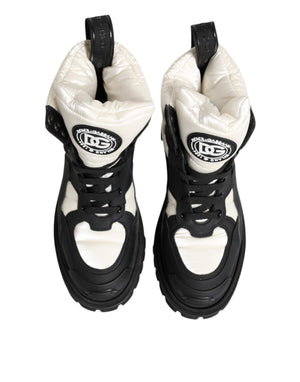 Schwarze weiße gepolsterte Schnürstiefel kurze Schuhe