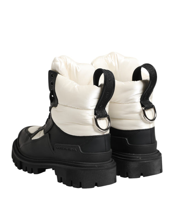 Schwarze weiße gepolsterte Schnürstiefel kurze Schuhe