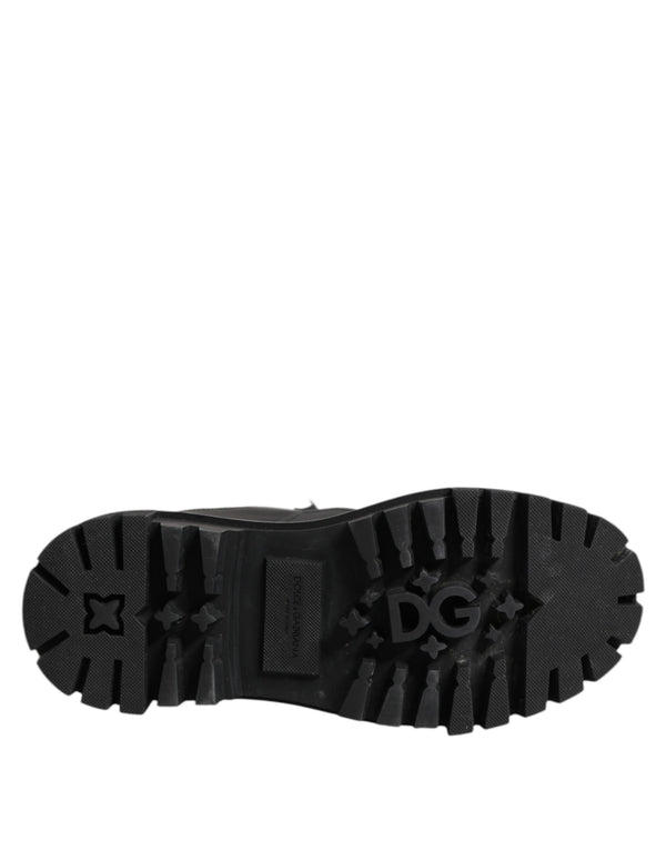 Schwarze weiße gepolsterte Schnürstiefel kurze Schuhe