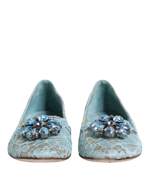 Blau Spitze Kristall Ballett Flats Loafers Schuhe