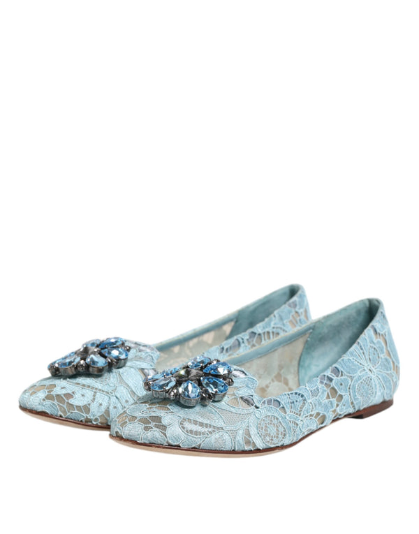 Blau Spitze Kristall Ballett Flats Loafers Schuhe