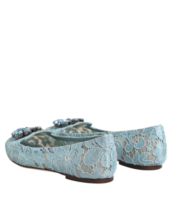 Blau Spitze Kristall Ballett Flats Loafers Schuhe