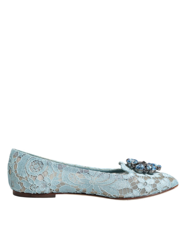 Blau Spitze Kristall Ballett Flats Loafers Schuhe