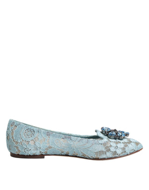 Blau Spitze Kristall Ballett Flats Loafers Schuhe