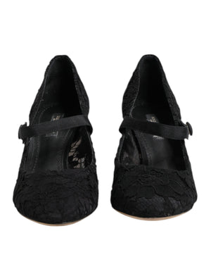 Schwarz Mary Jane Taormina Spitze Pumps Schuhe