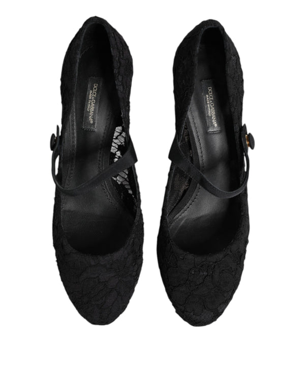 Schwarz Mary Jane Taormina Spitze Pumps Schuhe