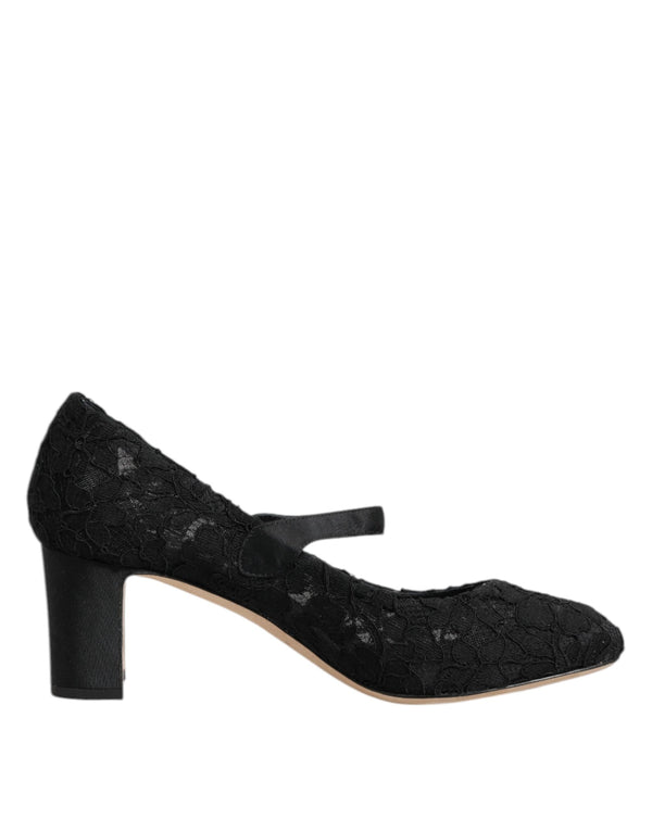 Schwarz Mary Jane Taormina Spitze Pumps Schuhe
