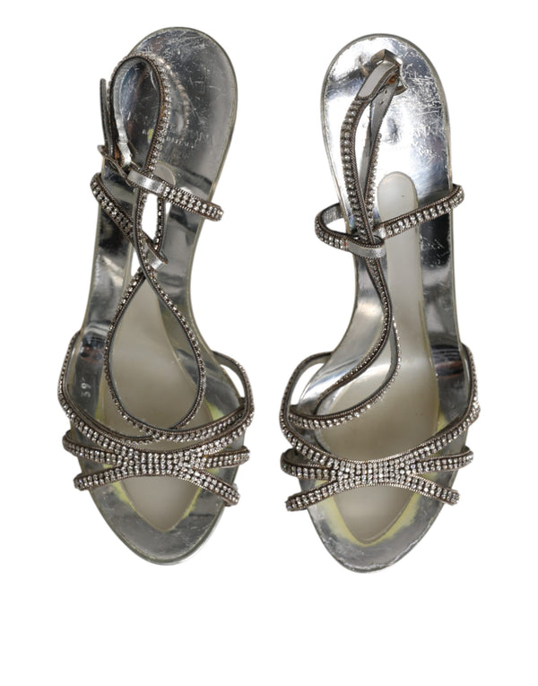 Silber Strass Knöchelriemen Heels Sandalen Schuhe