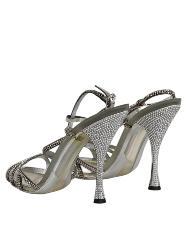 Silber Strass Knöchelriemen Heels Sandalen Schuhe
