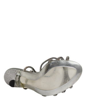 Silber Strass Knöchelriemen Heels Sandalen Schuhe