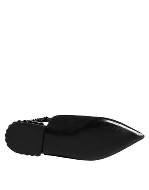 Schwarzer Kristall Charmeuse Slingback Schuhe
