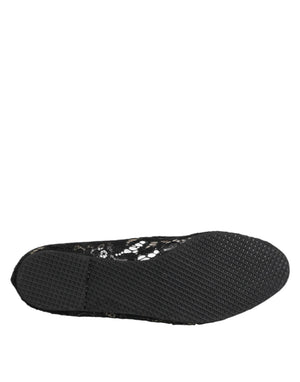 Schwarz Taormina Spitze Slip On Flats Schuhe