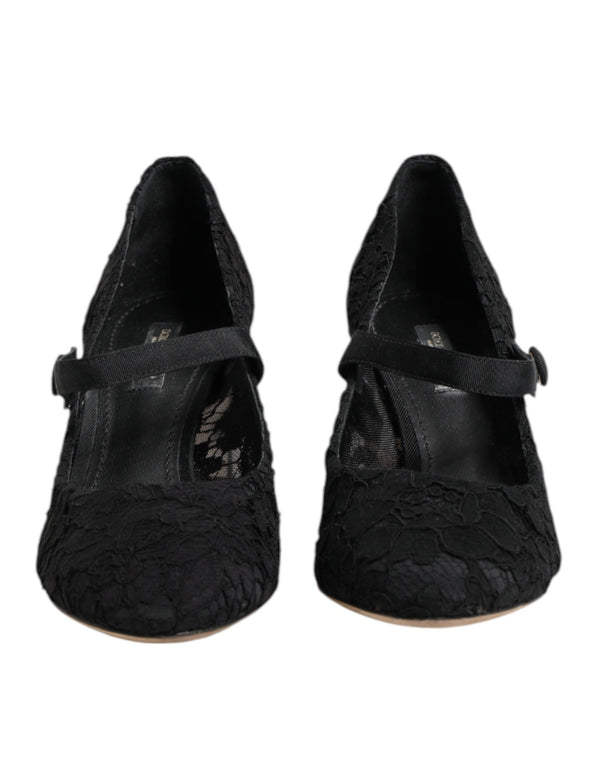 Schwarz Mary Jane Taormina Spitze Pumps Schuhe