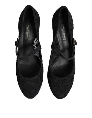 Schwarz Mary Jane Taormina Spitze Pumps Schuhe
