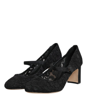 Schwarz Mary Jane Taormina Spitze Pumps Schuhe