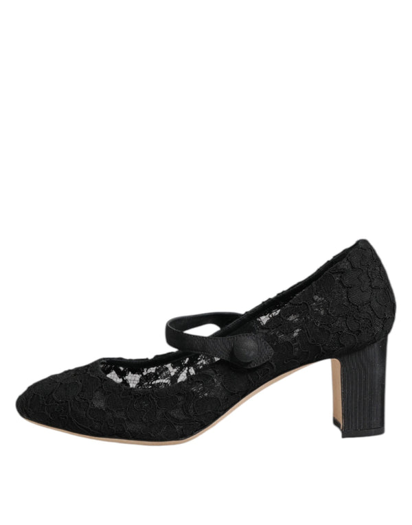 Schwarz Mary Jane Taormina Spitze Pumps Schuhe