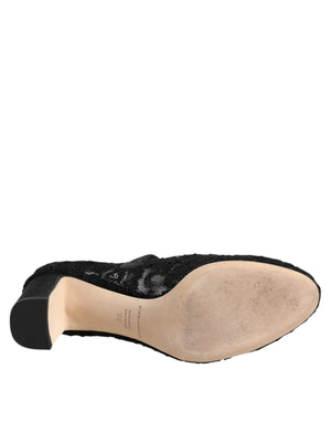 Schwarz Mary Jane Taormina Spitze Pumps Schuhe