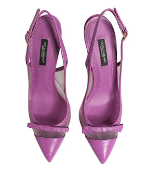 Lila Leder Mesh High Heels Slingback Schuhe