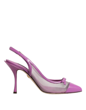 Lila Leder Mesh High Heels Slingback Schuhe