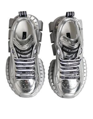 Silberne Leder Super Queen Sneakers Schuhe