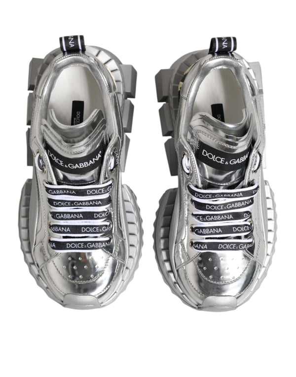 Silberne Leder Super Queen Sneakers Schuhe