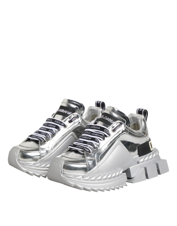 Silberne Leder Super Queen Sneakers Schuhe