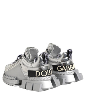Silberne Leder Super Queen Sneakers Schuhe