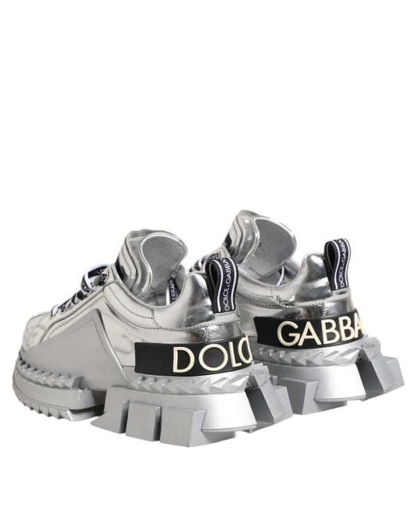 Silberne Leder Super Queen Sneakers Schuhe