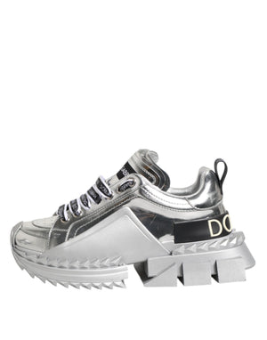 Silberne Leder Super Queen Sneakers Schuhe