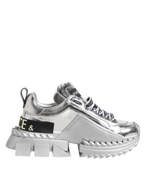 Silberne Leder Super Queen Sneakers Schuhe