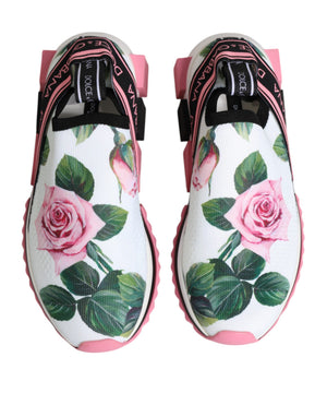 Weiß Rose Print Sorrento Turnschuhe Schuhe