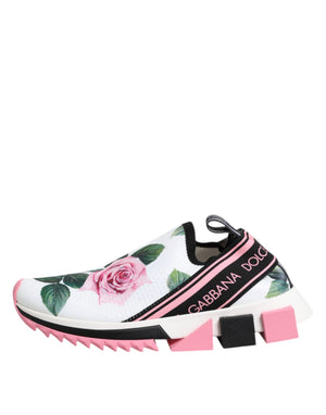 Weiß Rose Print Sorrento Turnschuhe Schuhe