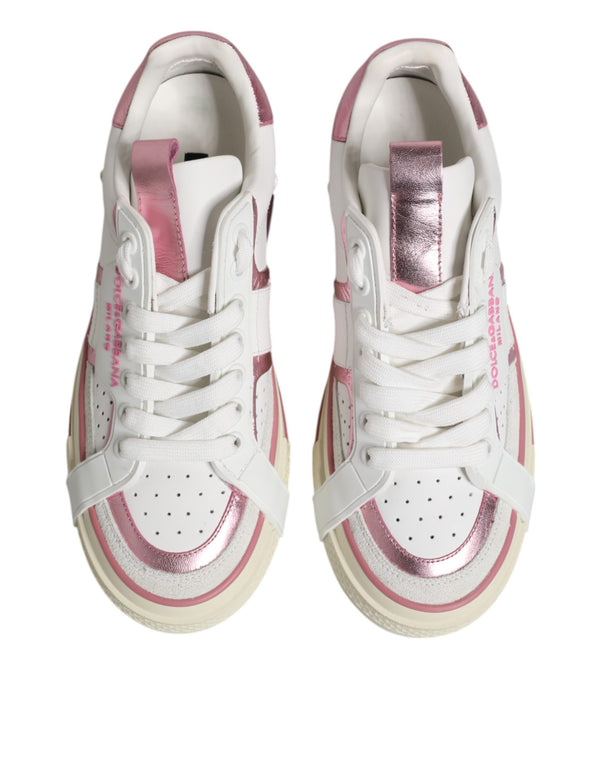 Weiß Rosa Leder Low Top Turnschuhe Schuhe