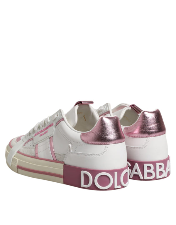 Weiß Rosa Leder Low Top Turnschuhe Schuhe