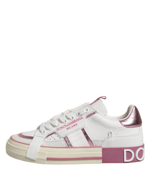 Weiß Rosa Leder Low Top Turnschuhe Schuhe