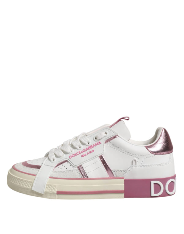 Weiß Rosa Leder Low Top Turnschuhe Schuhe