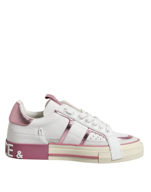 Weiß Rosa Leder Low Top Turnschuhe Schuhe