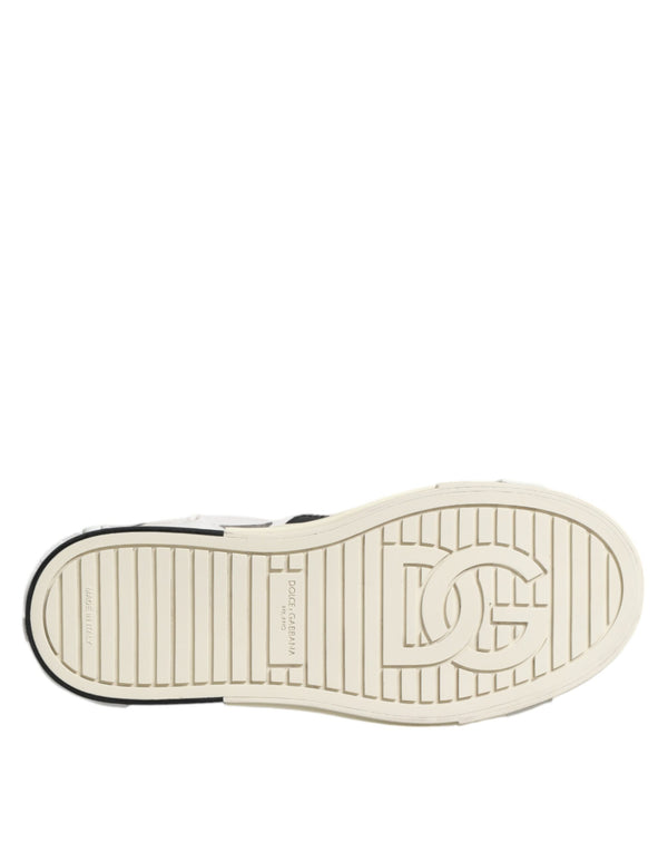 Weiß Schwarz Leder Low Top Sneakers Schuhe