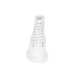 Weiße High-Top-Sneaker aus Raffiabast