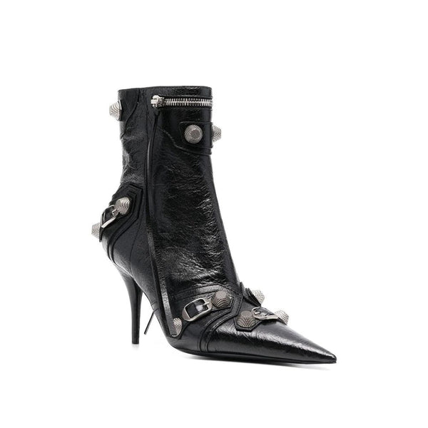 Schwarze Lammleder-Stiefel mit hohem Absatz
