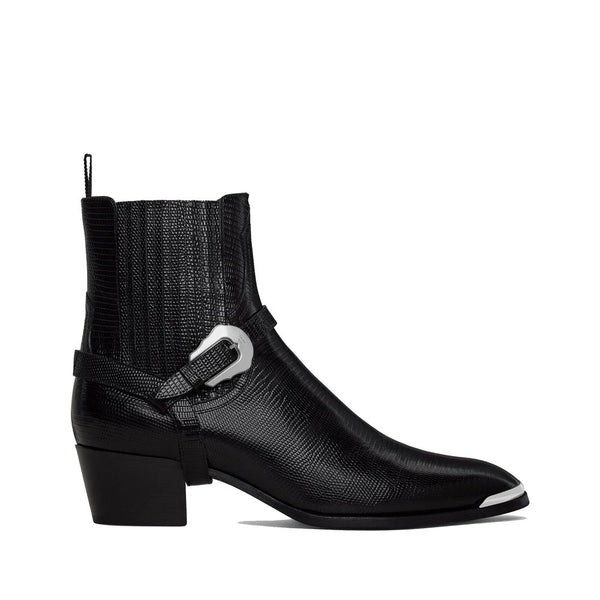 Schwarze Chelsea-Stiefel aus Kalbsleder